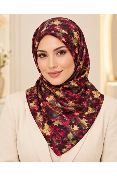 Velscarfs Kadın 90x90 Pamuklu Desenli Eşarp Günlük Şık Başörtüsü