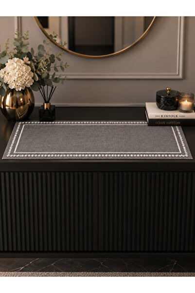 Zeren Home سجادة مستطيلة بتصميم الكتان مع تفاصيل مطرزة 30x90 سم - 3 خيارات ألوان