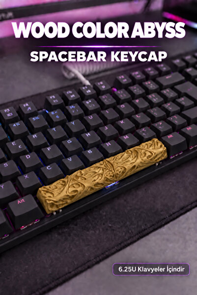 Makerpax Wood Color Abyss 6.25U Spacebar Keycap - Cherry MX Uyumlu Mekanik Klavye Boşluk Tuşu