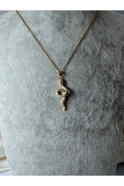 divakse Steel Necklace with Zircon Stone Snake Model