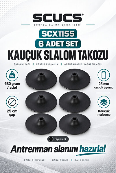SCUCS SCX1155 6 Adet Kauçuk Slalom Takozu - 25 cm Çap - 680 Gram - Slalom Tab...