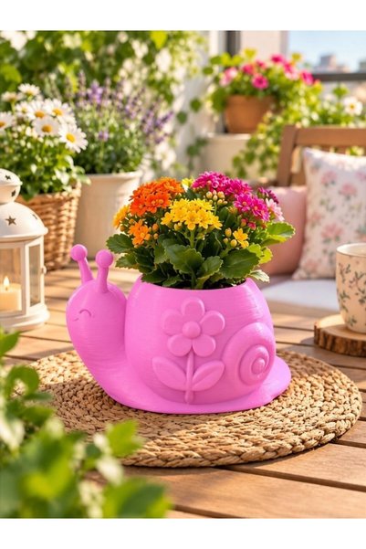 Mescolare 3D Tasarım Salyangoz Saksı ve Dekoratif Çiçeklik - Sevimli Hayvan F...