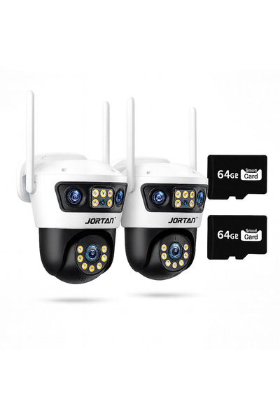 Jortan SET 2x Camere cu 3 lentile de 9MP, WiFi/LAN, Viziune nocturnă color, I...