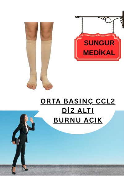 HeiN Çorap Orta Basınç Diz Altı Burnu Açık Medikal Çorap Basınçlı Bası Ameliyat Çorabı