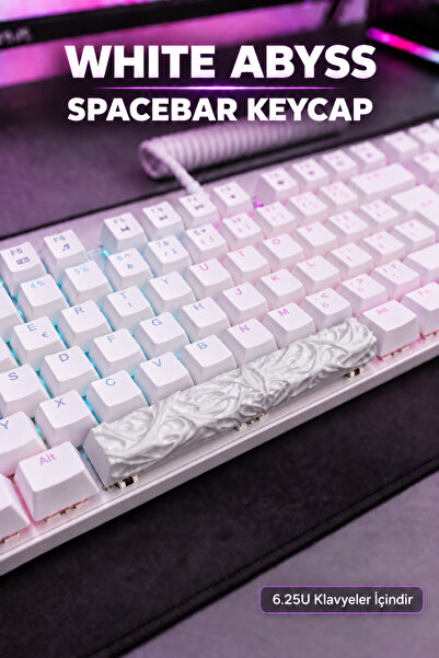 Makerpax White Abyss 6.25U Spacebar Keycap - Cherry MX Uyumlu Mekanik Klavye Boşluk Tuşu