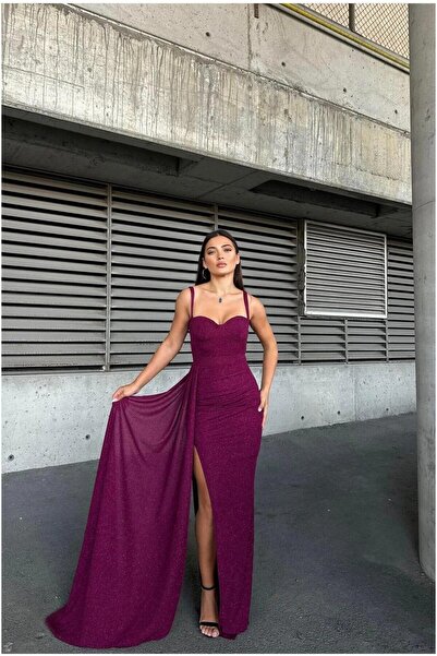 Şeker Portakalım Krep Strapless Evening Dress Fabric Dress