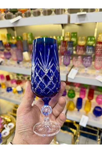Vakıf home 1 Adet Bohemia Kristal Renkli El İşi Ayaklı Kahve Yanı Su Bardağı ...