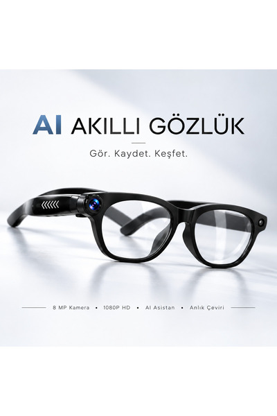 Citrus AI Akıllı Kameralı Gözlük 8 MP 1080P HD Video Anlık Çeviri Yapay Zeka ...