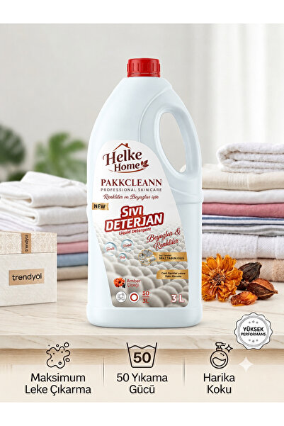 Helke Home PakkCleann Sıvı Çamaşır Deterjanı 3 Litre 50 Yıkama Beyazlar ve Re...