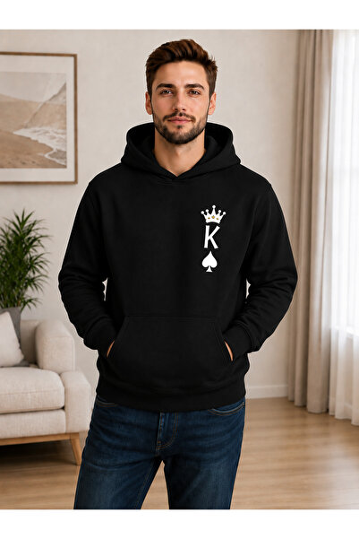 VODEXA Adult Unisex Hooded Sweatshirt Printed 3 Thread Raster Sweatshirt -