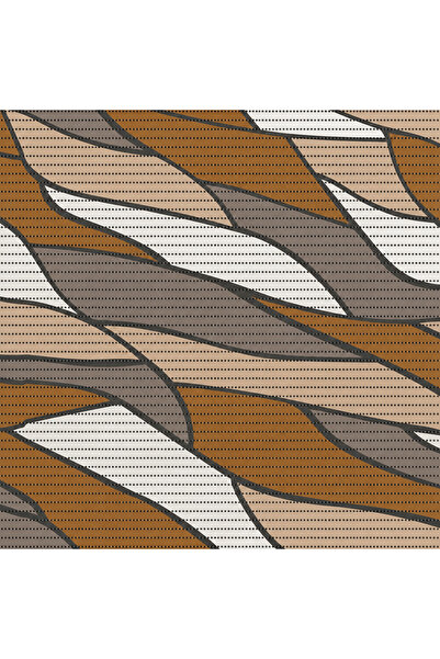 Covoras Antiderapant pentru Baie si Piscina Brown Waves V24041A, 65 × 80 cm, Absorbant, tip Burete, PVC, Maro / Bej / Gri