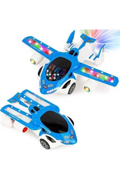 Generic 3D Flying Airplane Car Toy for Kids with 360° Rotation, LED Lights & ...
