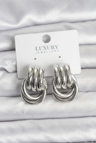 Lovesta Home Silver Color Hoop Model Brass Women's Earrings Tj-Bkp11351