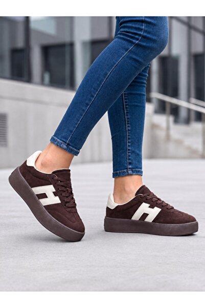 Kadın Süet Bağcıklı Günlük Sneaker Spor Ayakkabı