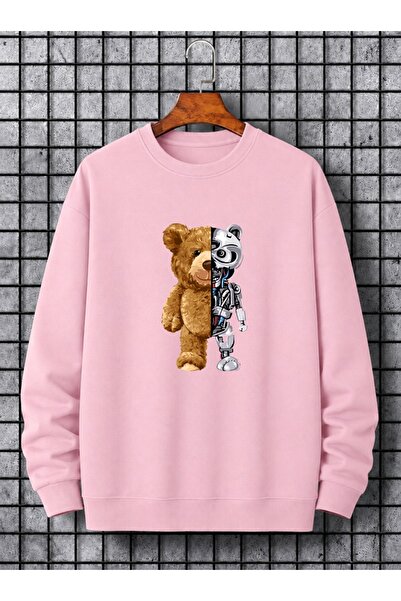 orwen life est. 2022 Unisex Şardonlu Winter Sweatshirt Teddy Bear Robot Print...