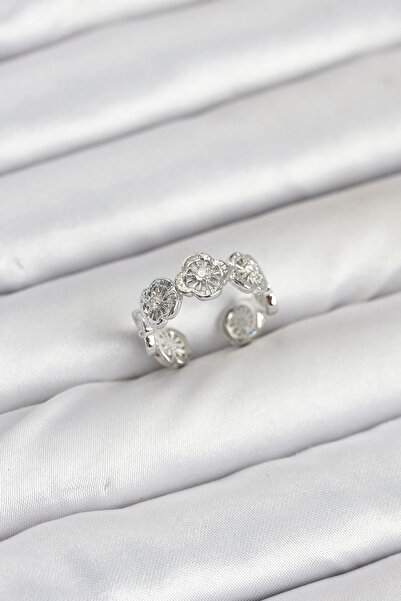 Lovesta Home Brass Silver Color Clover Model Women's Ring Tj-Byk3895