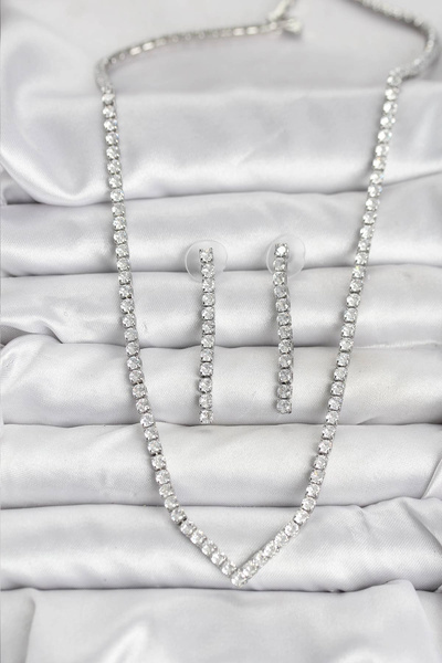 Lovesta Home Silver Color Zircon Stone Women's Necklace Earring Set Tj-Bko10638
