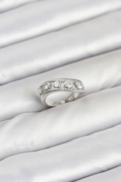 Lovesta Home Brass Silver Color Zircon Stone Women's Ring Tj-Byk3873
