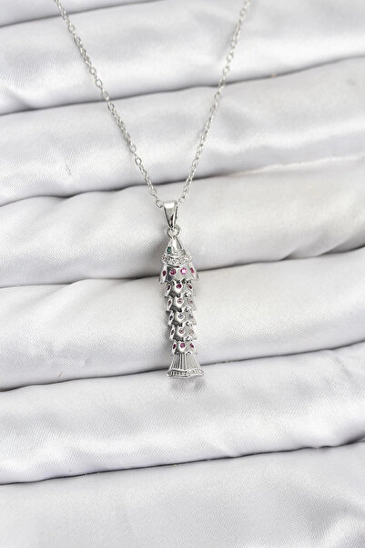 Lovesta Home 316L Steel Chain Silver Color Fish Model Zircon Stone Women's Ne...