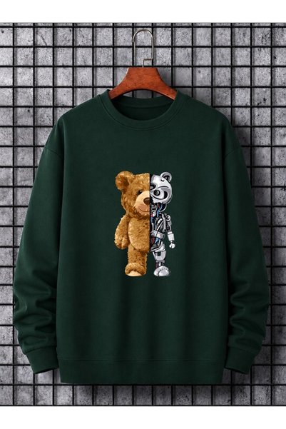 orwen life est. 2022 Unisex Şardonlu Winter Sweatshirt Teddy Bear Robot Print...