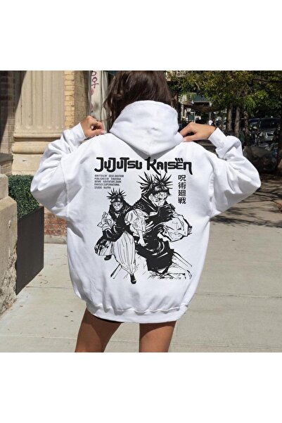 Jujutsu Kaisen Baskılı Pamuklu 3 İplik Şardonlu Oversize Sweatshirt