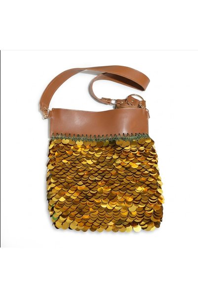 Generic Brand Hand Knitted Sequin Strap Shoulder Bag Yellow Y-32Cm W-30Cm D-5Cm