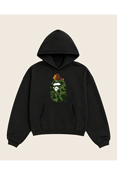 Moon Dancer Hanorac oversize cu glugă A Bathing Ape Green Head, imprimat, 100...