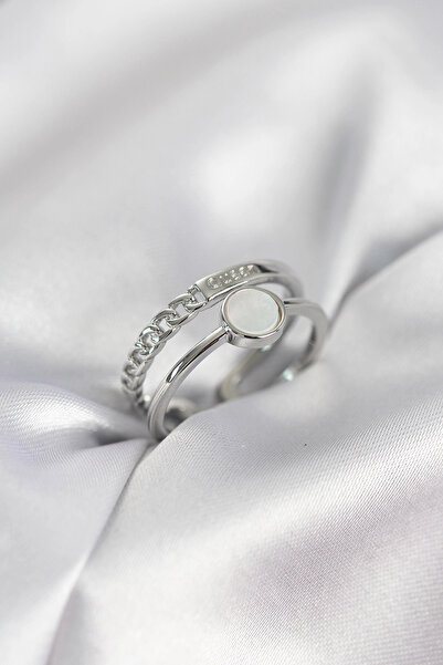 Lovesta Home Minimal Queen Written Silver Color Brass Women's Ring Tj-Byk4090
