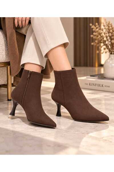 Moppy Suede Pointed Toe Thin Heel Boots