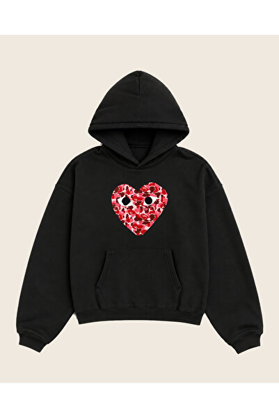 Moon Dancer Comme Des Garcons x Bape Φούτερ με κουκούλα με στάμπα καρδιάς, 10...