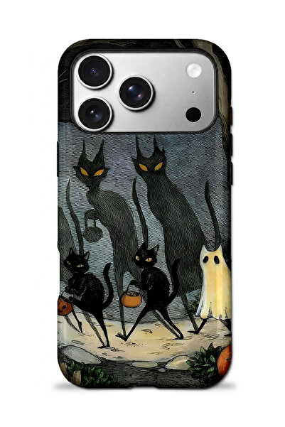 EDELFU iPhone 17 PRO Uyumlu - Hayalet Kediler, Çift Katmanlı Kapak, Parlak Yüzey Koruyucu Kılıf