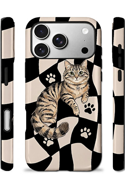 EDELFU iPhone 17 PRO Uyumlu - Asil Tekir Kedi, Çift Katmanlı Kapak, Parlak Yüzey Koruyucu Kılıf