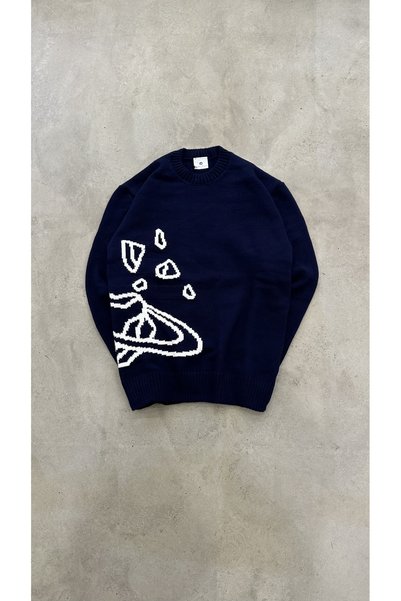 Satürn Desenli Oversize Triko Kazak