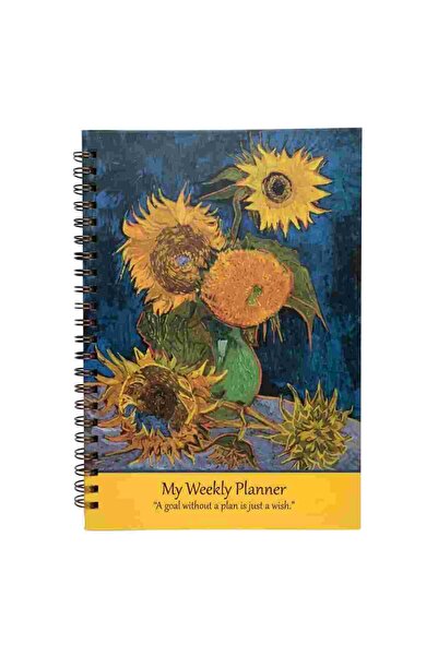 meridox Van Gogh Vazoda Ayçiçekleri Sert Kapak Spiralli Haftalık Planlayıcı Defter