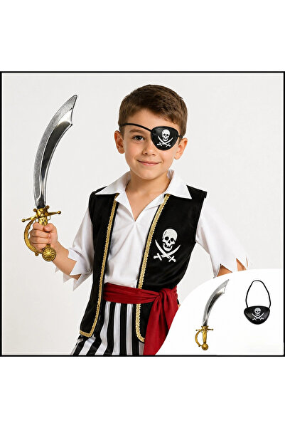 Lovesta Home Pirate Sword and Eye Patch Set Shiny (Suitable for Children & Ad...