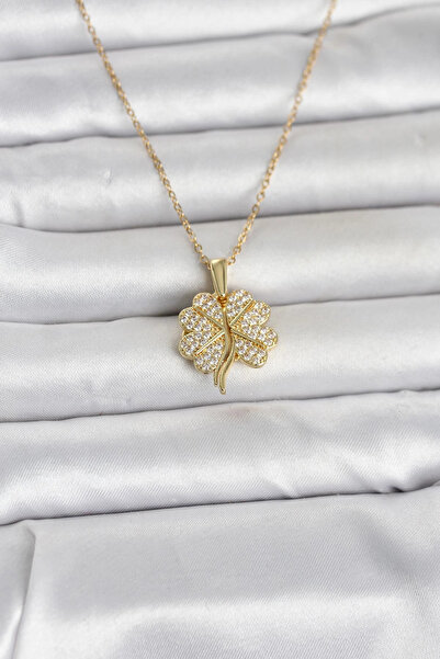 Lovesta Home 316L Steel Gold Color Openable Clover Model Zircon Stone Women's...