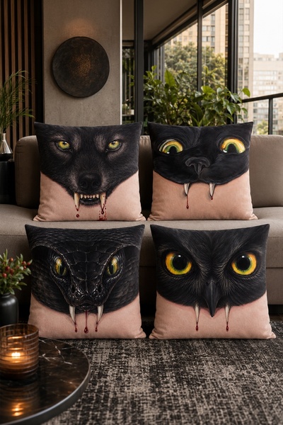 EVPANYA Wild Animals Patterned 4-Piece Throw Pillow Cover Set