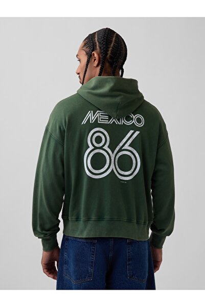 GAP Erkek Koyu Yeşil FIFA WORLD CUP™ Klasikleri VintageSoft Terry Oversized S...