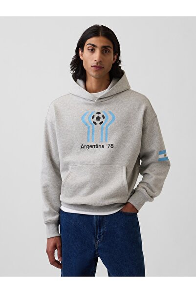 GAP Erkek Gri FIFA WORLD CUP™ Klasikleri VintageSoft Terry Oversized Sweatshirt