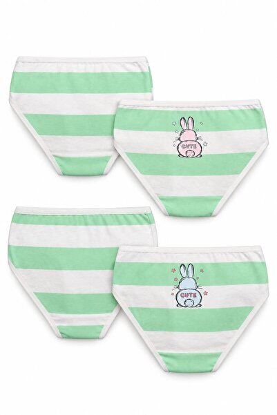 FUL Girls' Panties Set 4-Piece Panties Set Cotton Kids' Underwear Striped Rab...