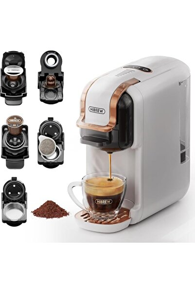 HIBREW H2B 5-in-1 Pod Coffee Maker for Kcup/Nes/DG/Espresso Powder, White