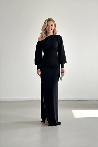 Şeker Portakalım Women's Single Maxi Detailed Open Imported Sleeve Shoulder F...