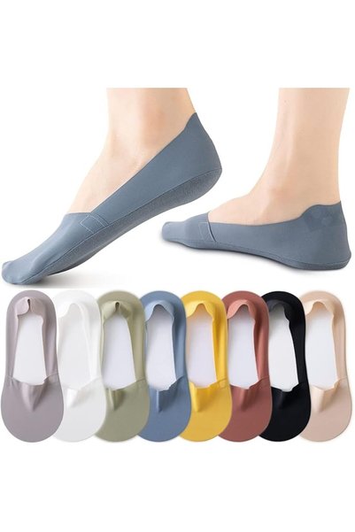 YRQX 8 Pairs Women's No-Show Socks - Ultra Low Cut Invisible Liner Socks with...