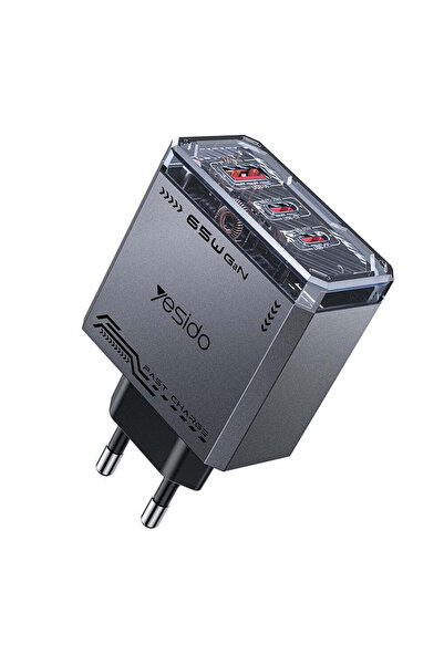 Yesido Încărcător de rețea (YC101), USB, 2x Type-C, GaN, Încărcare rapidă, 65...