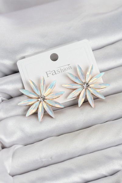 Lovesta Home White Color Crystal Stone Lotus Model Women's Earrings Tj-Bkp11929