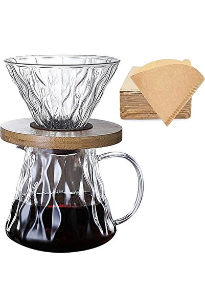 MOONMEN طقم صانع القهوة V60 بالتقطير، إبريق زجاجي سعة 600 مل، حجم 02، وعاء قه...