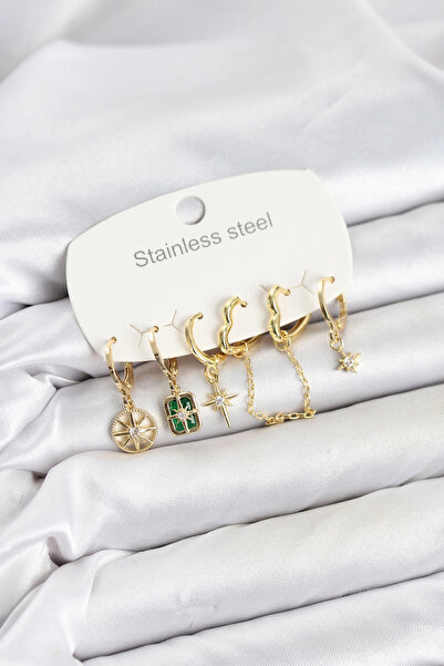 Lovesta Home 316L Steel Gold Color Zircon Stone Chain and Pole Star Detail Wo...