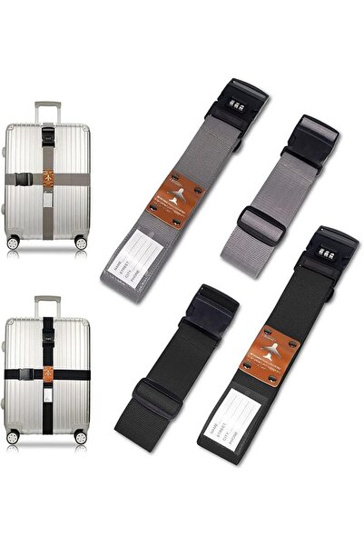 Yelajoy 4 Pack Luggage Straps for Suitcases, Adjustable Lockable Suitcase Str...