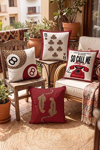 EVPANYA Set of 4 Throw Pillow Covers with Fly-Eight Pattern and Leopard Pattern