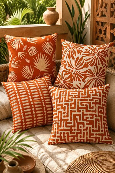 EVPANYA Tile Color Stripes Patterned 4-Piece Throw Pillow Cover Set